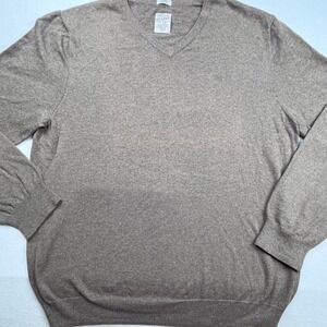 Article 365 Mens V-Neck Sweater Brown Cotton Cashmere Blend Size Large RN93677